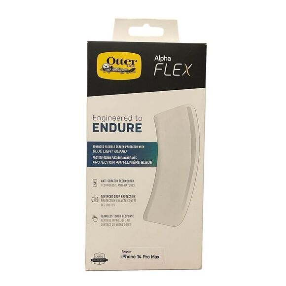 NIB Otterbox Screen Protector iPhone 14 Pro Max Alpha Flex Blue Light Guard - Picture 1 of 7